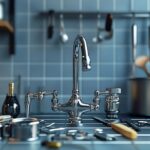 Clé à molette, pince et autres outils : tout le nécessaire pour démonter un robinet de cuisine avec douchette